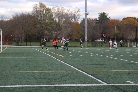 Eva Hewins's shot is blocked by Canton goalie and defense.