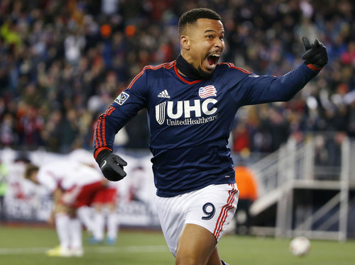 New England Revolutions Charlie Davies celebrates his goal against the New York Red Bulls last week to secure a spot in the MLS Cup. 