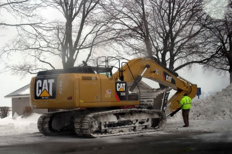 A snow cat in the parking lot of the Hingham Bathing Beach. 