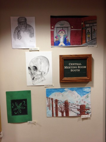 Drawings and paintings from the art students. 