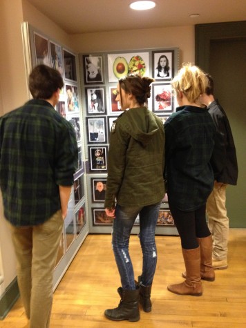 Students viewing the artwork. 