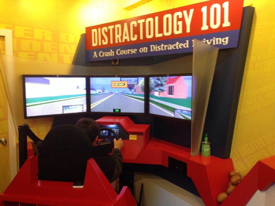 The arcade-style set up creates a driving experience for participants. 