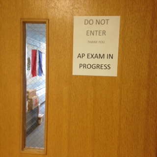 The language lab door remains shut during so that students can concentrate during the oral portion of their exams.