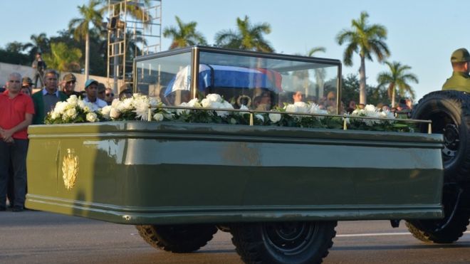 BBC News captured Fidel Castro’s urn being driven down the streets of Havana for the last time.