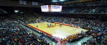 The basketball court at USC before the SMU and USC game on Friday.