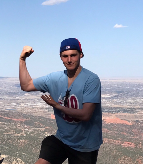 Will Barao strikes a pose for his teammates at the Manitou Incline in Colorado. (Photo courtesy of Colton Parkinson)