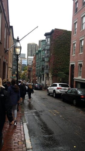 Ms. OConnors class walking down Beacon Hill (before the rain).