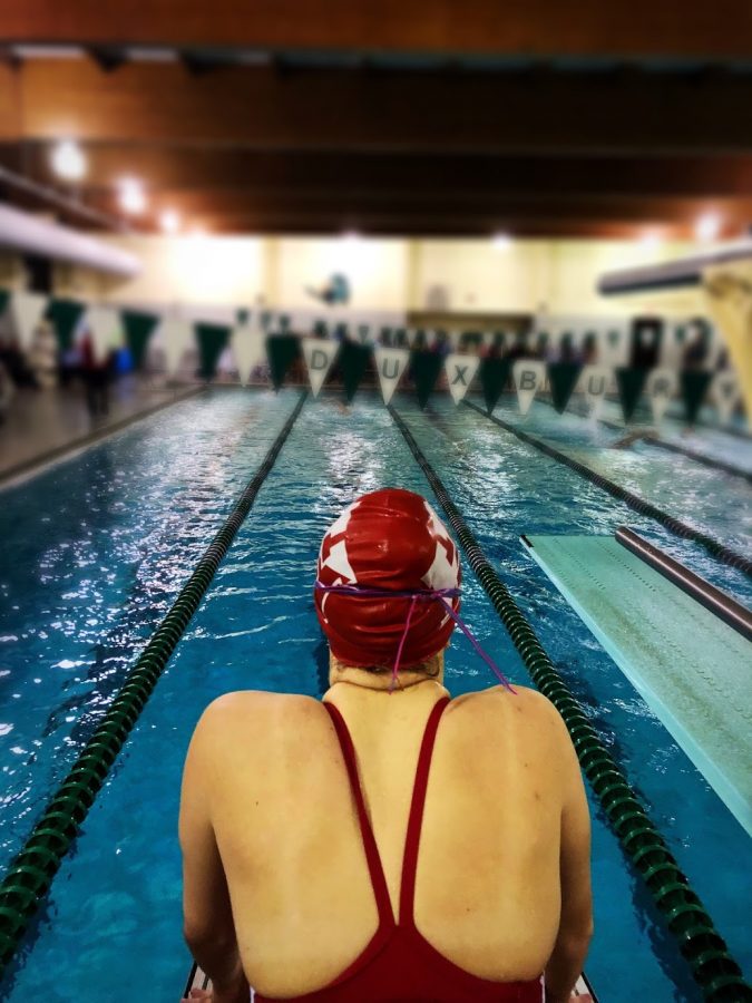 Sophomore Stella Robson prepares to lead off her relay team.