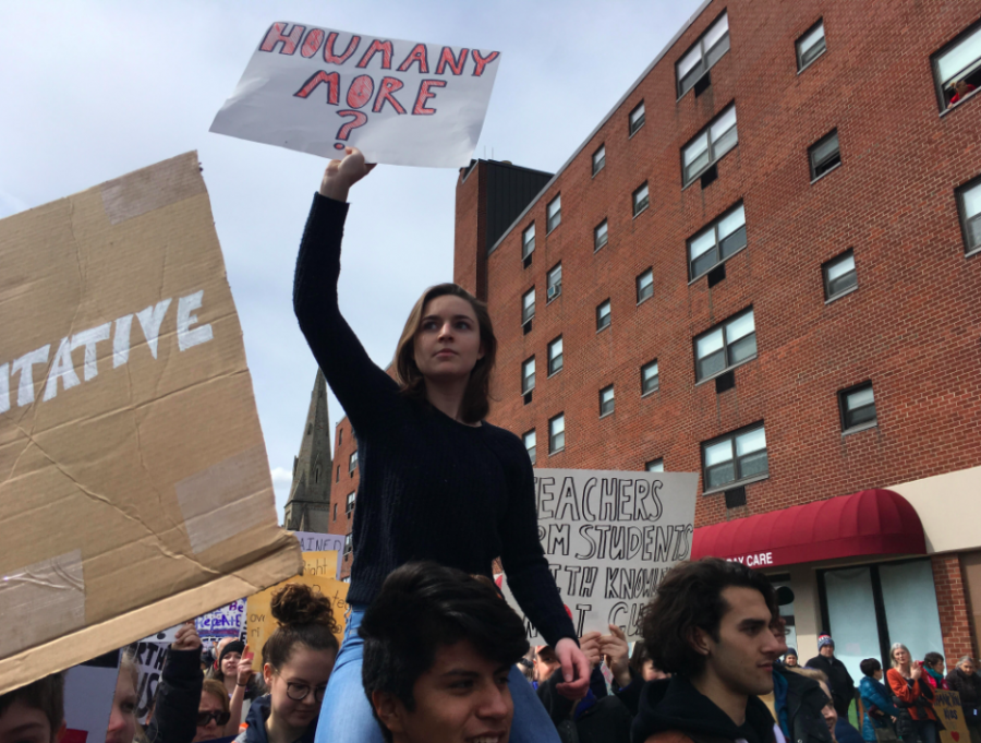 Hingham High Senior Lauren Mitchell during the March for Our Lives this past Saturday.