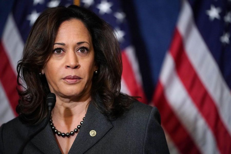 Sen. Kamala Harris is an early frontrunner in the Democratic primary race. Pictured here during a 2017 news conference. (Photo by Chip Somodevilla/Getty Images)