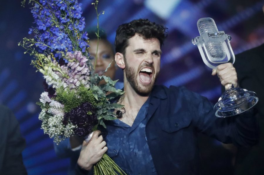 Dutch singer Duncan Laurence celebrates after winning the Eurovision Song Contest. 