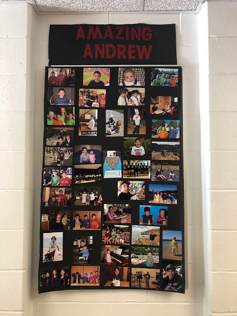 Amazing Andrew Warhaftig was memorialized through pictures at Senior Night. 
