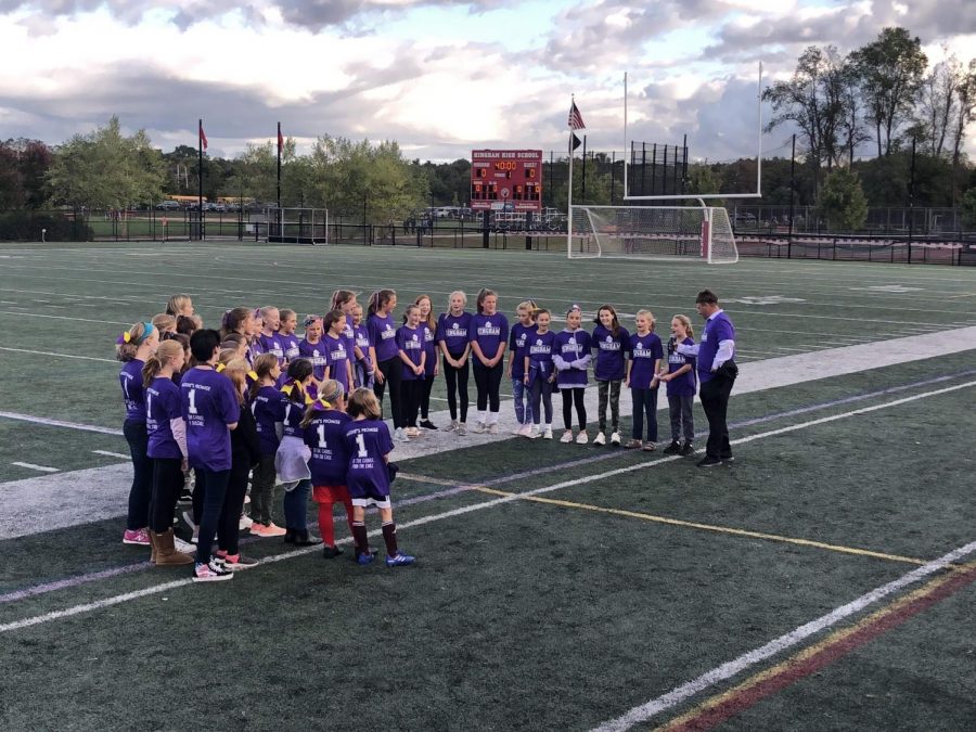 Maddie McCoys friends from Plymouth River Elementary School and players from her team on Galway Rovers gathered to sing the national anthem at the start of each game.
