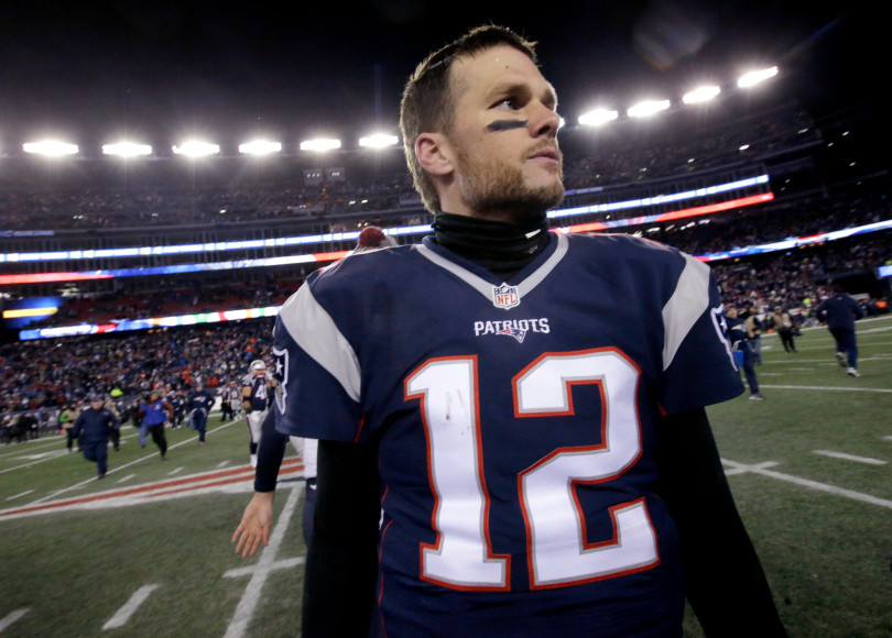 New England Patriots quarterback Tom Brady leaves the field after the Patriots defeated the Houston Texans 34-16 in an NFL divisional playoff football game, Saturday, Jan. 14, 2017, in Foxborough, Mass. 