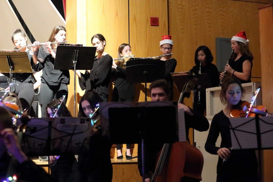 Band and orchestra students performed a piece together at the 2019 Winter Concert. Unfortunately, due to COVID-19 restrictions, concerts are unlikely to happen any time soon.