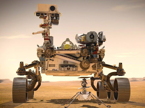 Image of the Perseverance Rover and the Ingenuity Mars Helicopter