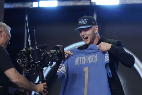 Here is the newest Detroit Lion, Michigans Aidan Hutchinson, and his reaction after being taken with the second overall pick in last weeks NFL draft in Las Vegas.