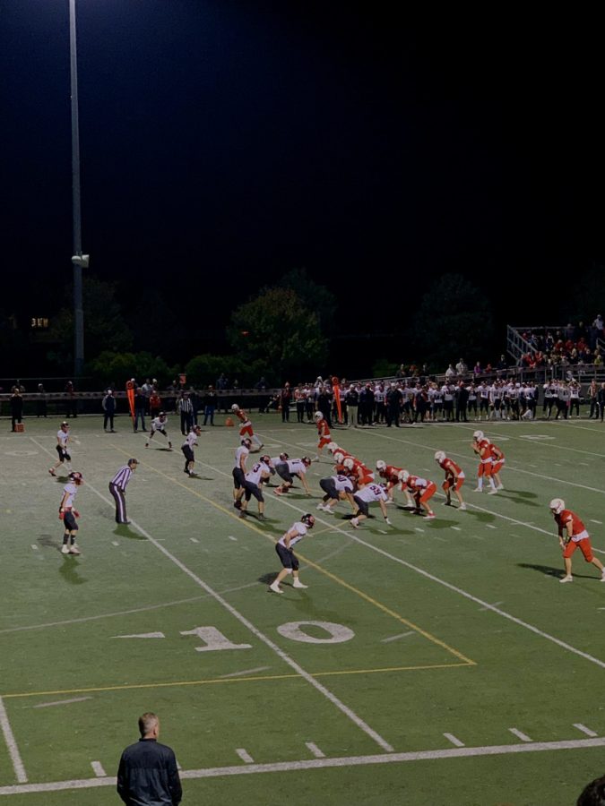 View of Hingham playing Whitman-Hansen on Friday, September 30th from the top of the student section.