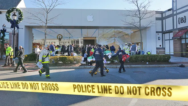 The Derby Street Apple Store closed off by Police after an SUV drove through it on November 21.
