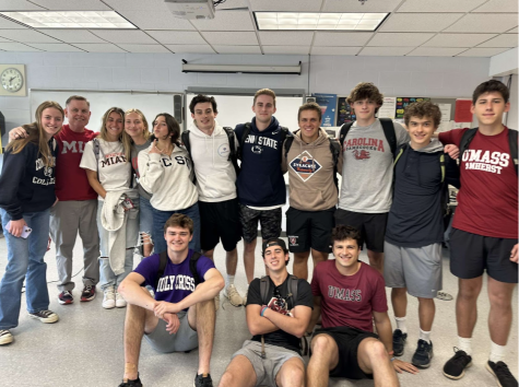Mr. Burke’s AP Stats class taking one last picture before the seniors leave