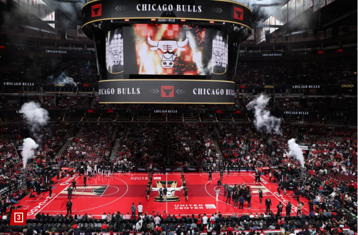 The new Bulls court used for the NBA In-season Tournament. (NBAE via Getty Images) https://nypost.com/2023/11/03/sports/nba-in-season-tournament-courts-leave-jj-redick-very-confused/