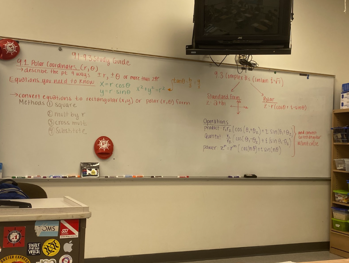 
Study guide for a precalculus class regarding their quiz before winter break. Photo taken by Andrew Healey
