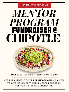 Fundraiser advertisement for the HHS Chipotle event dedicated to the Mentor Program