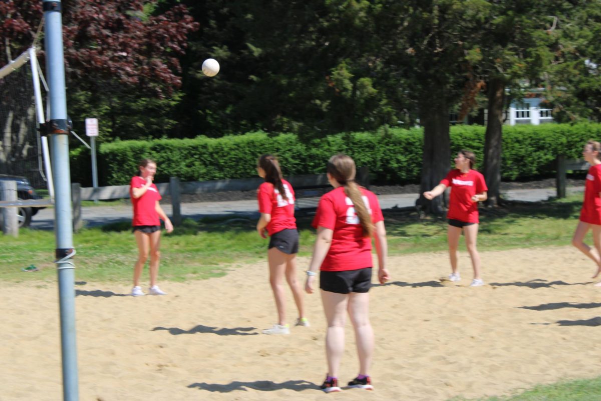 Before lunch, seniors played various games on the rec field. 