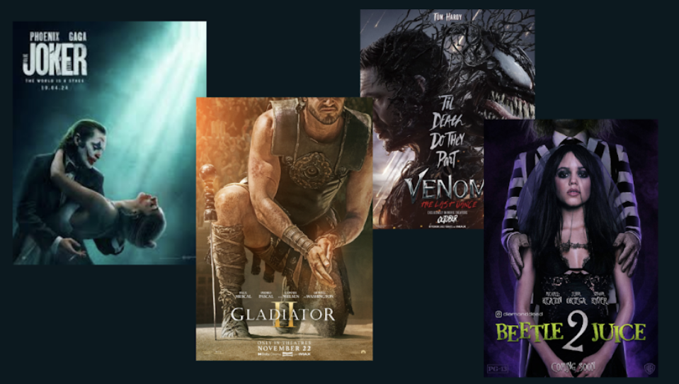 A collage of upcoming movies' posters.