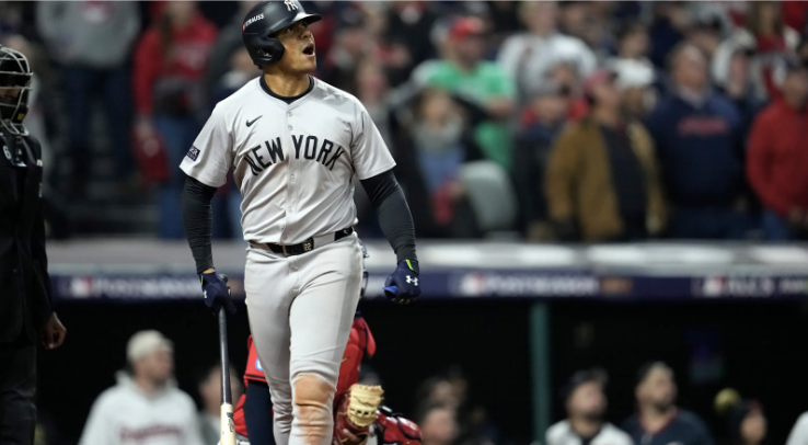 Soto seconds after his home run, admiring the moment.