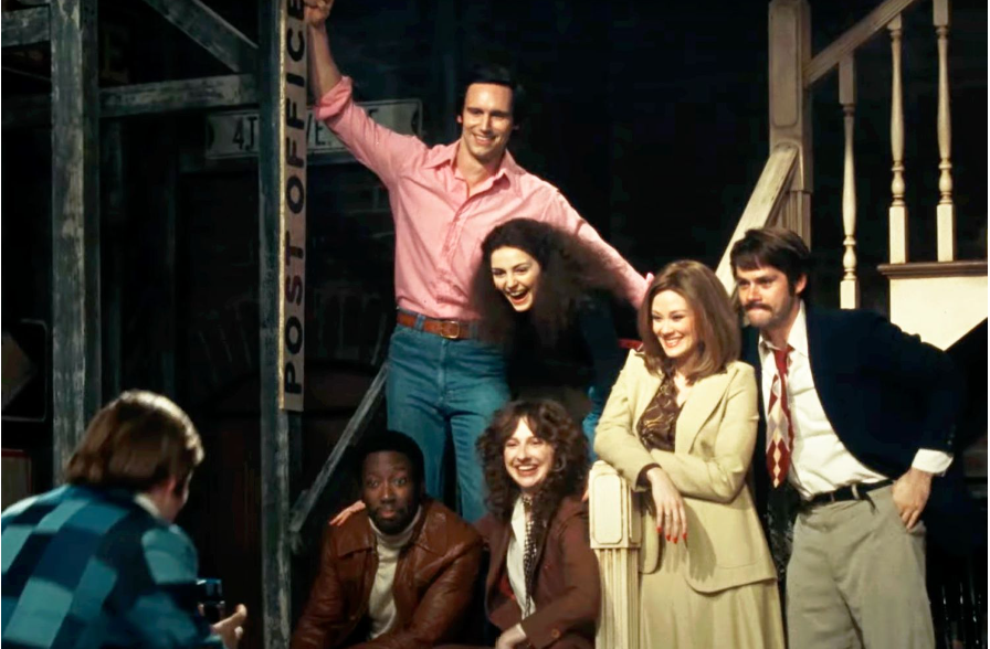 (Above) The 1975 Saturday Night Live cast, as portrayed in ‘Saturday Night’ (Photo Credit: Hopper Stone)
