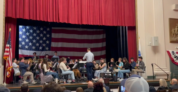 HHS Band musicians, conducted by Mr. Cincotta, performing “American Heritage”

