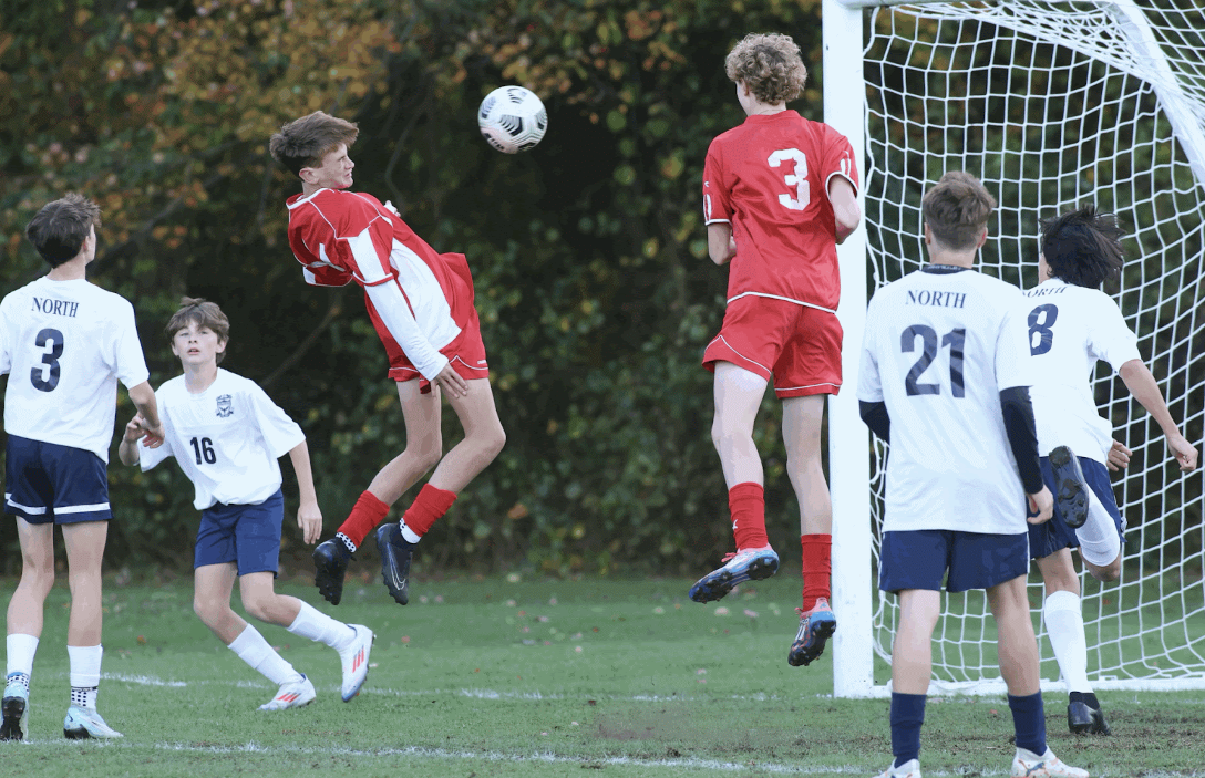 Freshman Nolan McManus makes a play in his first season of soccer