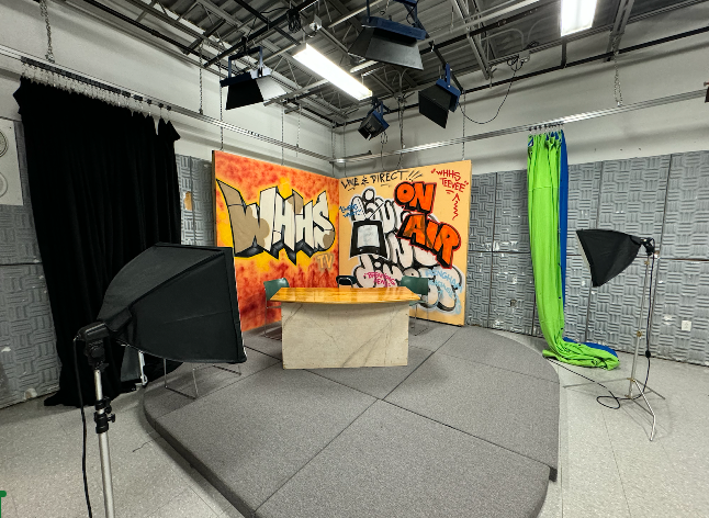 The television production studio at HHS sits empty between show tapings.  