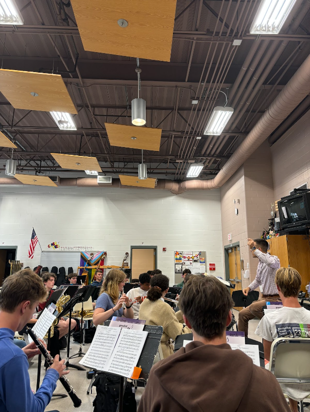 Mr. Cincotta leads the wind ensemble every day during G block. Taken by Hank Ader.
