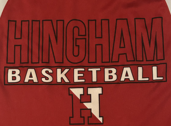 Hingham basketball warm up shooting shirt from the 2019 season.