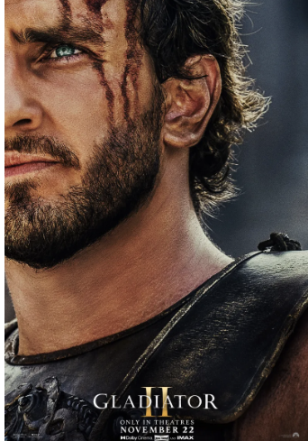 The Gladiator II Movie poster picturing a bloody Paul Mescal, was released just before the movie on Nov. 22, 2024. 
