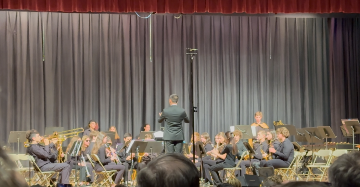 The HHS Concert Band, composed primarily of freshman and sophomores, performed three pieces during the concert.