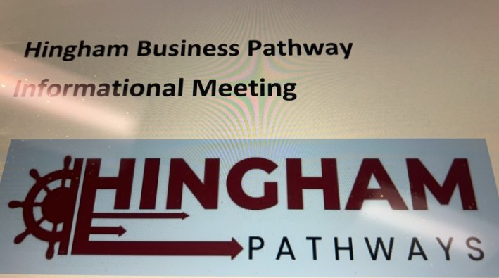 The Business Pathway debuted this new logo in their introductory presentation last week. (Taken by Hunter Gale)
