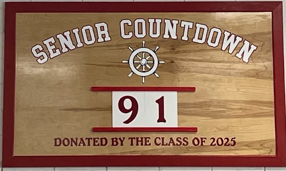 Placed on the Cafeteria Wall over last weekend, the new senior countdown serves as the class of 2025’s senior class gift. (Photo Creds: Caroline O’Hara)
