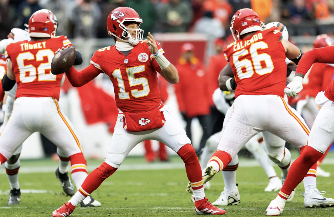 Patrick Mahomes leading the Kansas City Chiefs to a playoff berth.