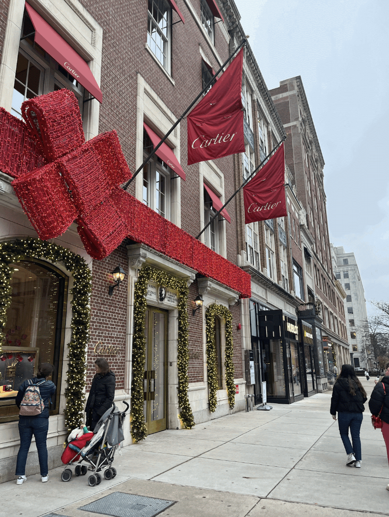 Shopping on Newbury Street in Boston is a great way to spend holiday free time.