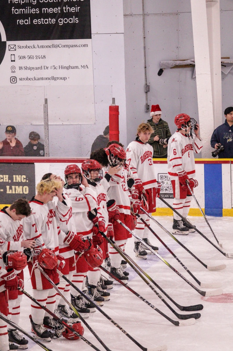 The Harbormen lining up before their puck drop on Christmas Eve. (Photo: Hunter Gale)