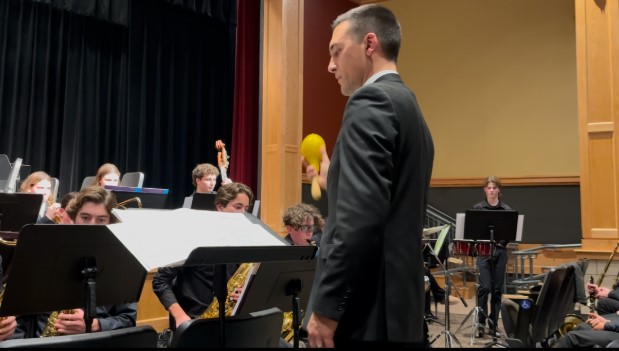 Mr. Cincotta playing the shaker for the jazz band while they play Perdido by Juan Tizol (arr. Lopez)
