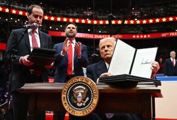 On January 20, 2025, President Donald Trump gave the executive order for the immediate withdrawal of the U.S. from the Paris Agreement. (Jim Watson Getty Images)
