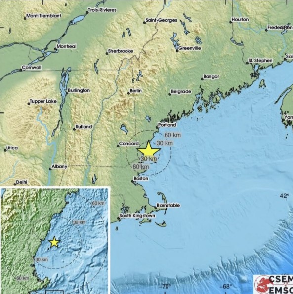 Photo depicting center of earthquake and range of what it affected (Michael Page).
