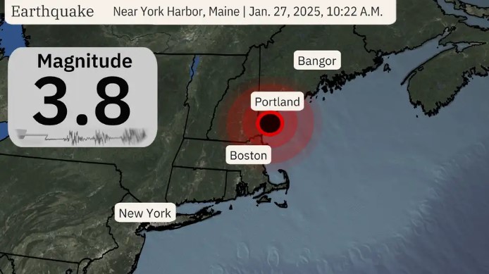 The Weather Channel Digital Content Team depicts the severity of the earthquake recorded Monday the 27th of January (Photo Creds: Jan Childs, The Weather Channel Digital Content Team).

