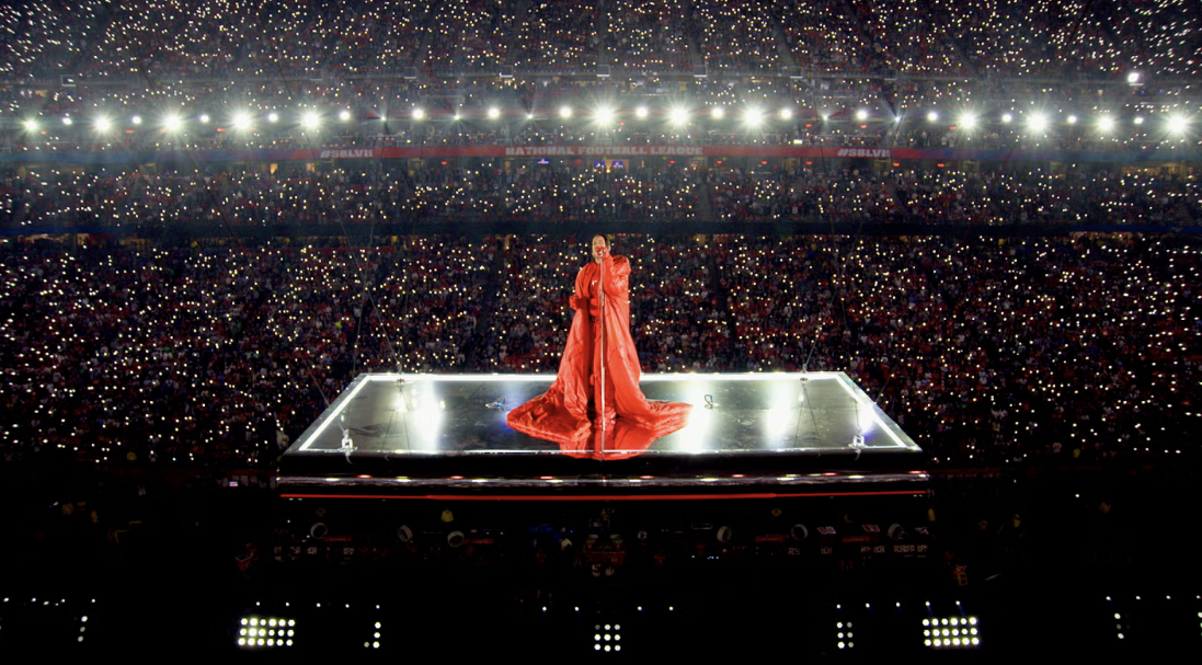 American Popstar Rihanna performing at Super Bowl LVII