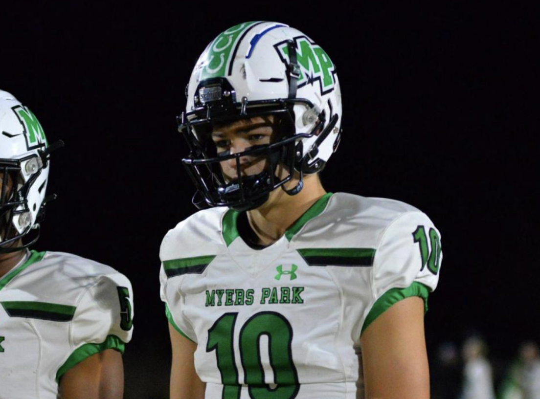 Drake Maye in his spectacular 2019 junior season at Myers Park High School, throwing for three and a half thousand yards and fifty touchdowns.