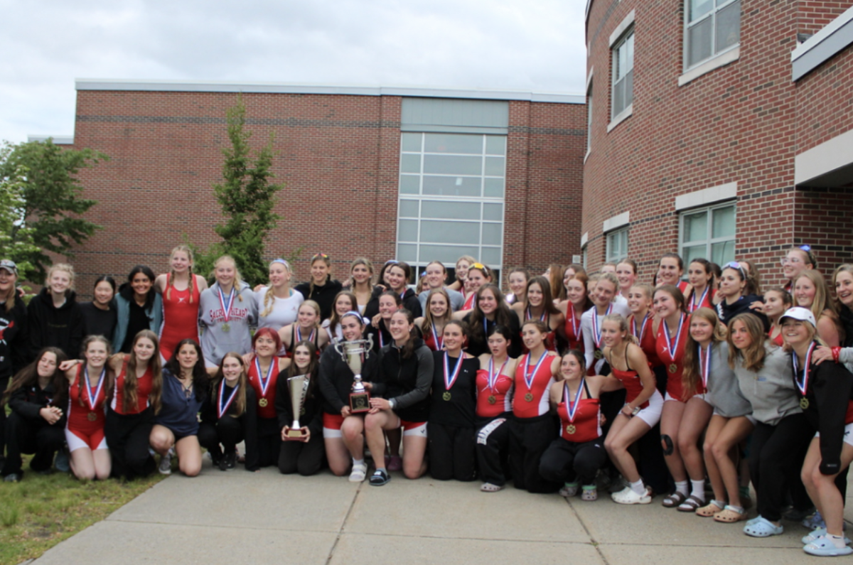 For the second season in a row, the Girls' Crew Team showed off their new trophies after the MPSRA Championship Regatta. 